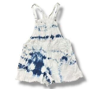 No Boundaries Girls Overall Bib Shorts Denim Blue Jean Acid Wash Medium 7 9